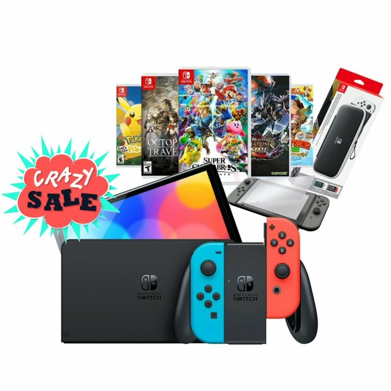 Nintendo Switch OLED 64GB Blue/Red+משחק לבחירה+מגן מסך זכוכית+נרתיק יוקרתי