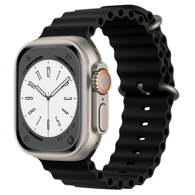 רצועת סיליקון Apple Watch 42/44/45/49mm Ocean Strap שחור