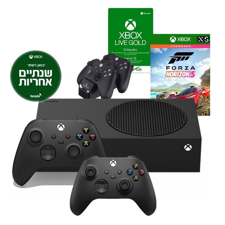 Microsoft Xbox Series S 1T SSD שחור+שלט נוסף+מטען לשלטים+משחק לבחירה+מנוי LiveGold לשנה