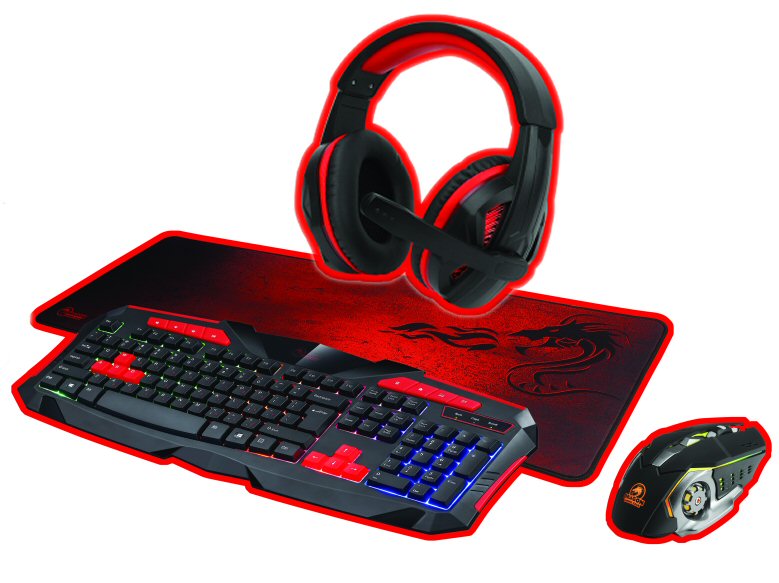 ערכת גיימינג Dragon Gaming Combo Pack שחור/אדום