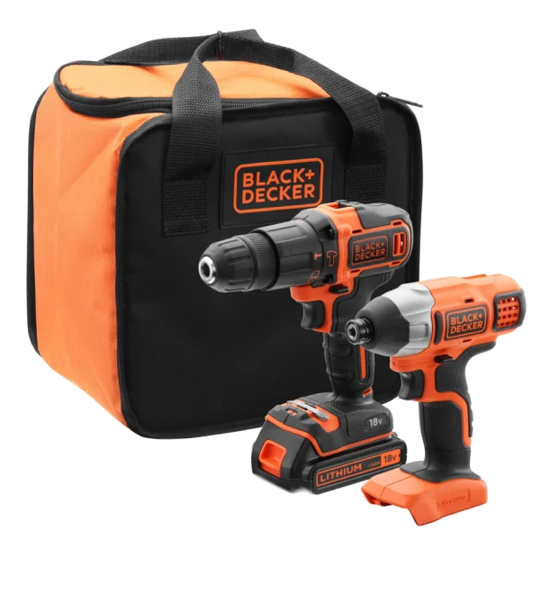 סט מקדחה דופקת+מברגה אימפקט BLACK DECKER 18V