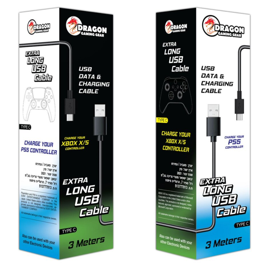 כבל טעינה Dragon GamingGear USB C Charge 3M