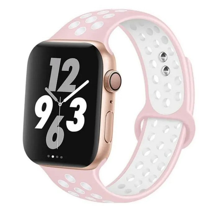 רצועת סיליקון Apple Watch 38/40/41mm Circles Strap ורוד/לבן