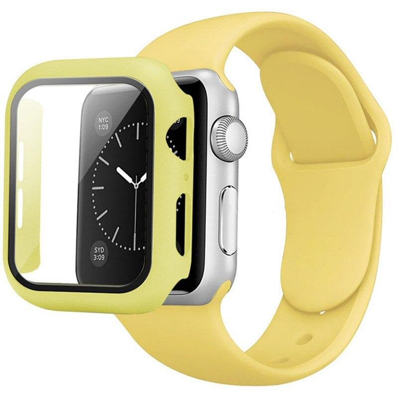 רצועת סיליקון Apple Watch 38/40/41mm Full Cover Case&Strap צהוב