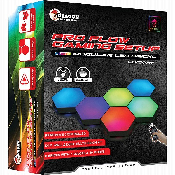 6 אריחי תאורת RGB כולל טאצ' ושלט אלחוטי Dragon Modular LED LED Brick RF RC