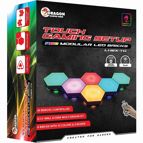 6 אריחי תאורת RGB כולל טאצ' ושלט אלחוטי Dragon Modular LED LED Brick TO