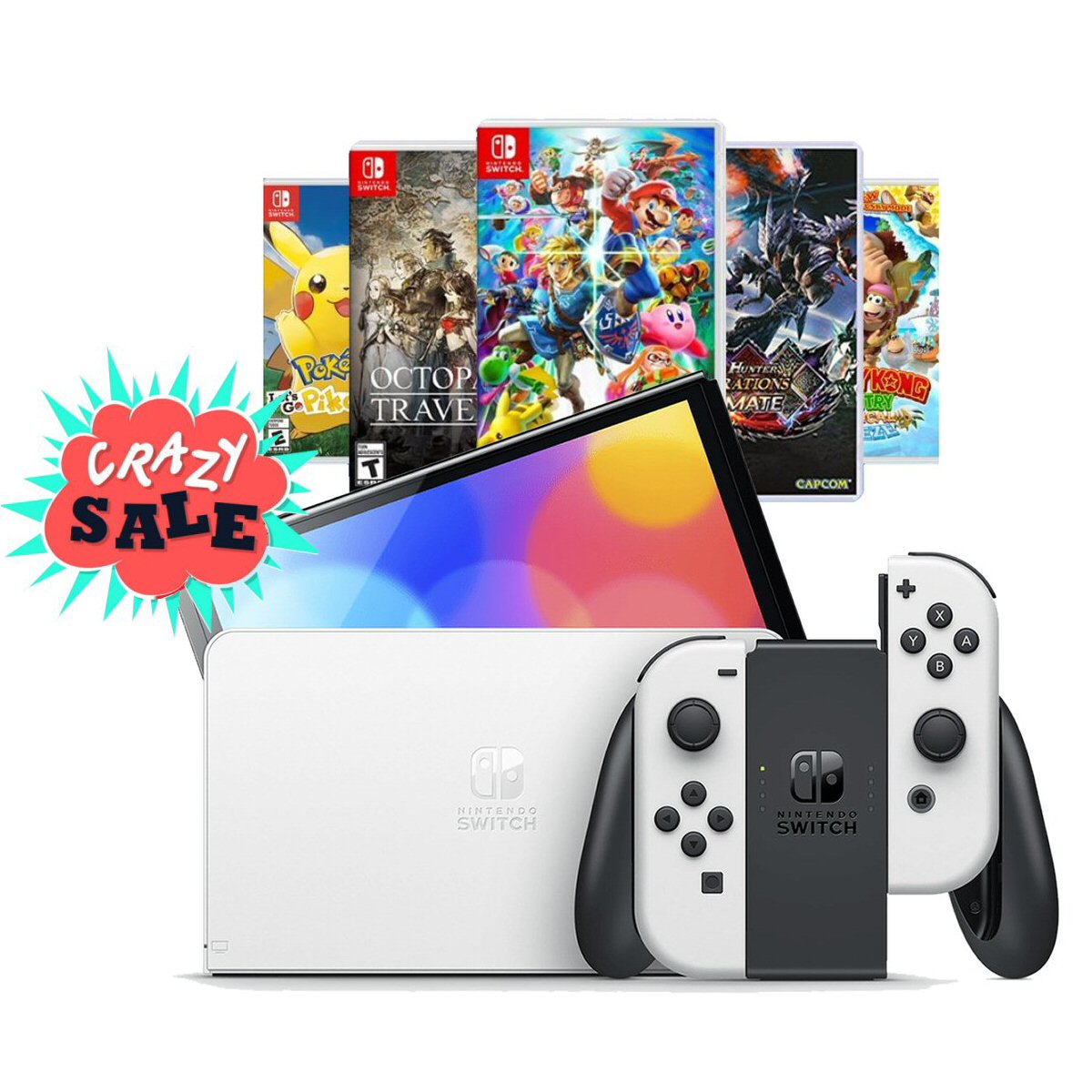 Nintendo Switch OLED 64GB White+משחק לבחירה