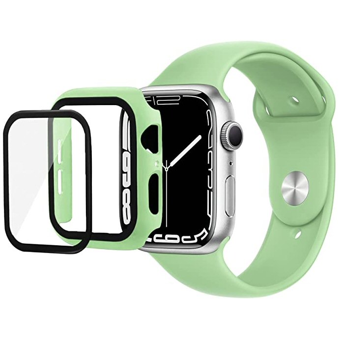 רצועת סיליקון Apple Watch 42/44/45mm Full Cover Case&Strap ירוק בהיר