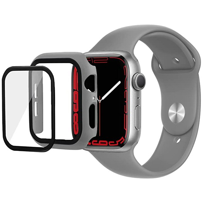 רצועת סיליקון Apple Watch 42/44/45mm Full Cover Case&Strap אפור