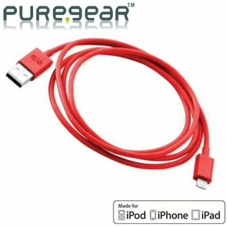 כבל סנכרון מקורי לאייפון 6/6+ PureGear Sync Cable 1.2m אדום