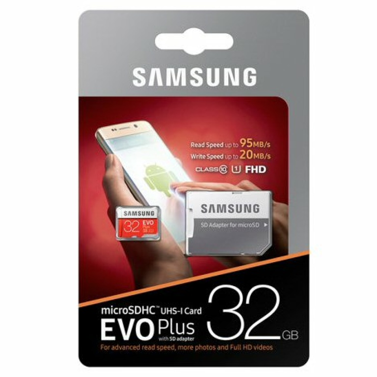 כרטיס זיכרון Samsung MicroSDXC EVO Plus Memory Card Adapter 32GB