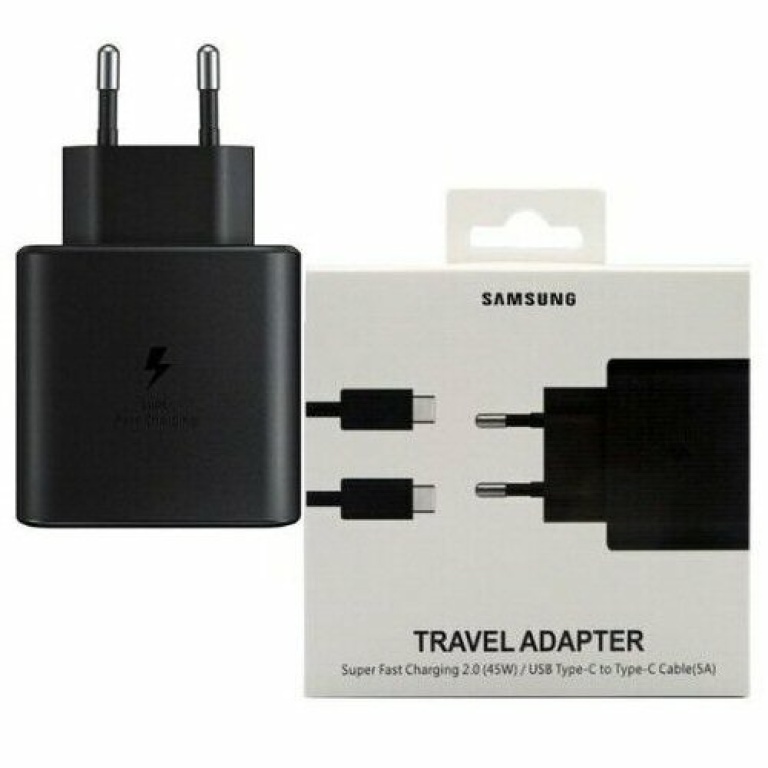 מטען מקורי Samsung Super Fast Charger 45W הכולל כבל USB Type C ל USB Type C