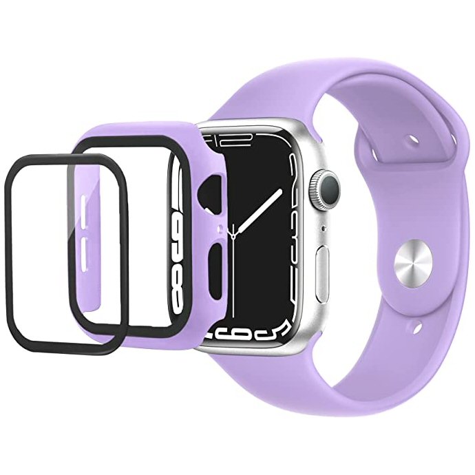 רצועת סיליקון Apple Watch 42/44/45mm Full Cover Case&Strap סגול