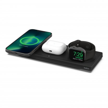 תחנת טעינה אלחוטית Belkin BOOST CHARGE PRO 3in1 Wireless Charging Pad with MagSafe