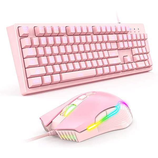 סט גיימינג ONIKUMA G25 Keyboard+CW905 Wired Mouse Combo ורוד