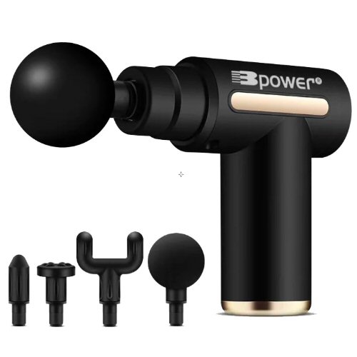 אקדח עיסוי 4 ראשים מתחלפים Bpower שחור