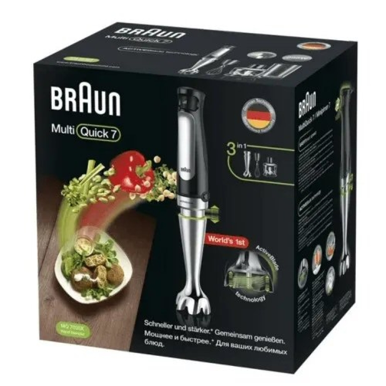 בלנדר מוט Braun MQ7035X בהספק 1000W עם קוצץ, מקצף ו ACTIVEBlade