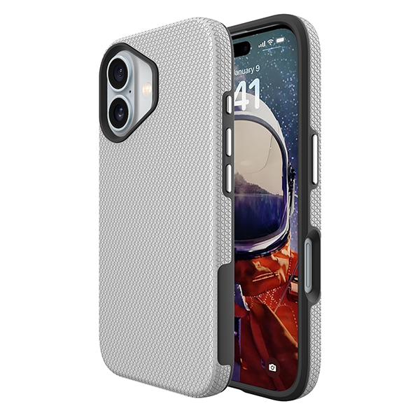 Dulero Grip Pro כיסוי לאייפון 17 עם הגנה כפולה כסוף