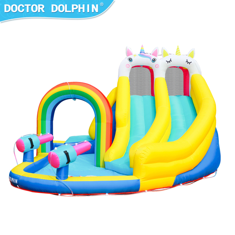 מתנפח מים יוניקורן קשת בענן פלוס שתי מגלשות Doctor Dolphin 73041