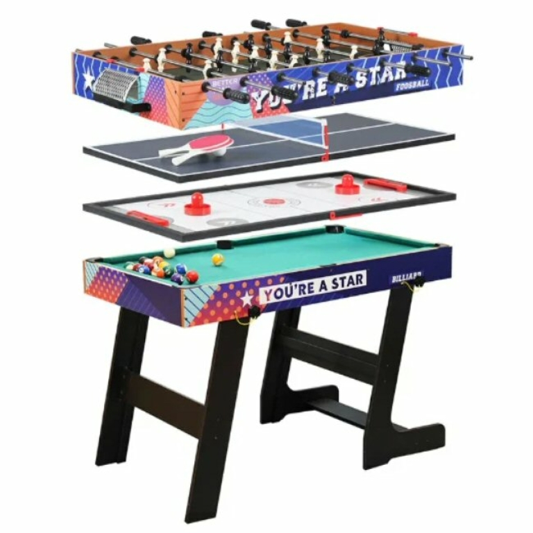שולחן משחק משולב 4IN1 הכולל ביליארד, הוקי ,פינגפונג, כדורגל